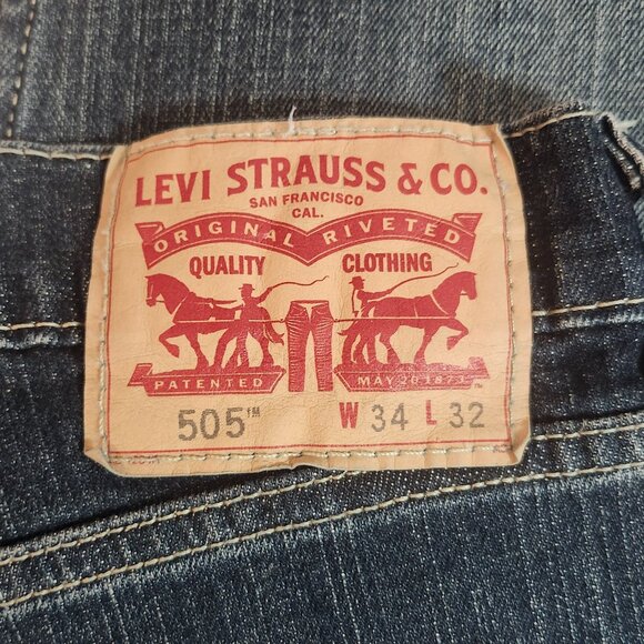 Levi’s 505 Regular Fit Jeans Men’s 34x32 | Classic Blue Denim - Picture 2 of 7